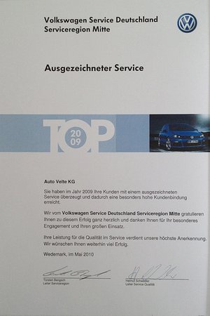 Urkunde VW Service